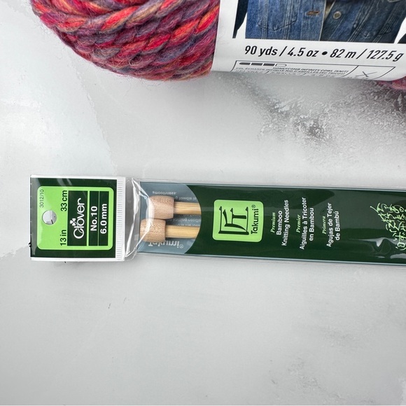 Loops & Threads® Cozy Wool Yarn & bamboo size 10 needles, 3 yarn are brand new - Picture 5 of 6